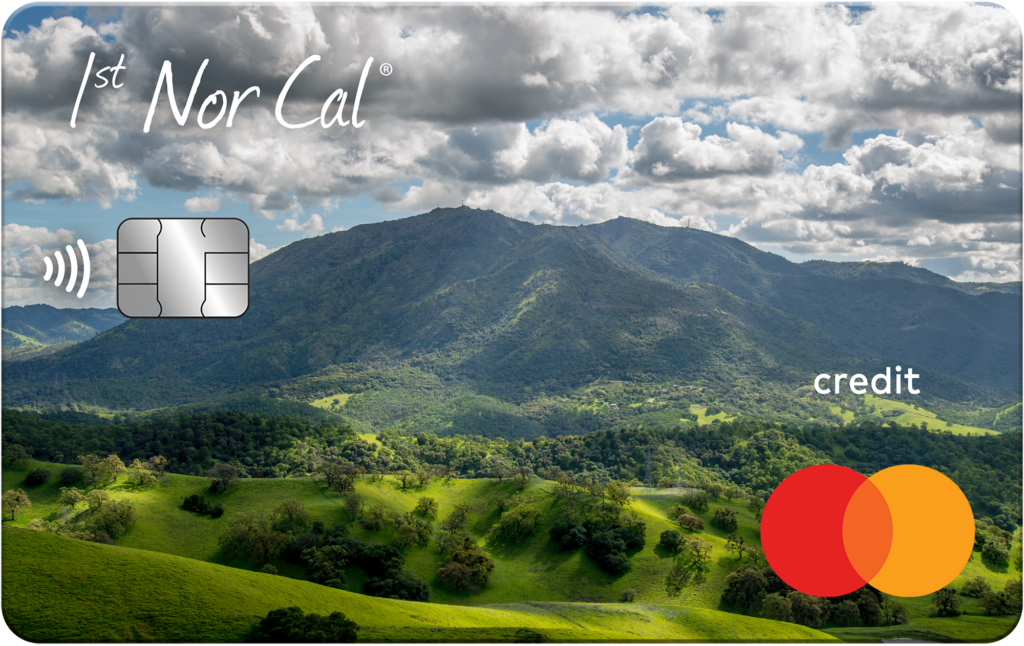 Image of 1st Nor Cal Credit Mastercard with photo of Mt Diablo on it