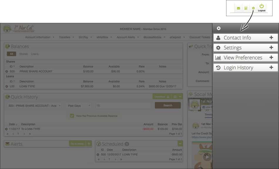 Online Banking Upgrade - Settings Screen Sample