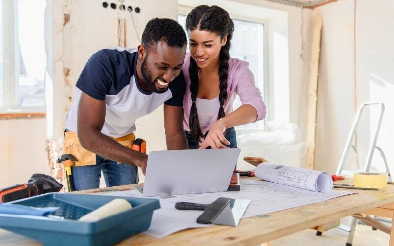 Young couple starting a home renovation with their new home equity loan