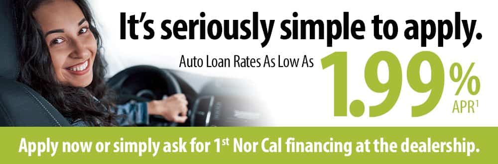 It's seriously simple to apply. Auto loan rates as low as 1.99% APR.